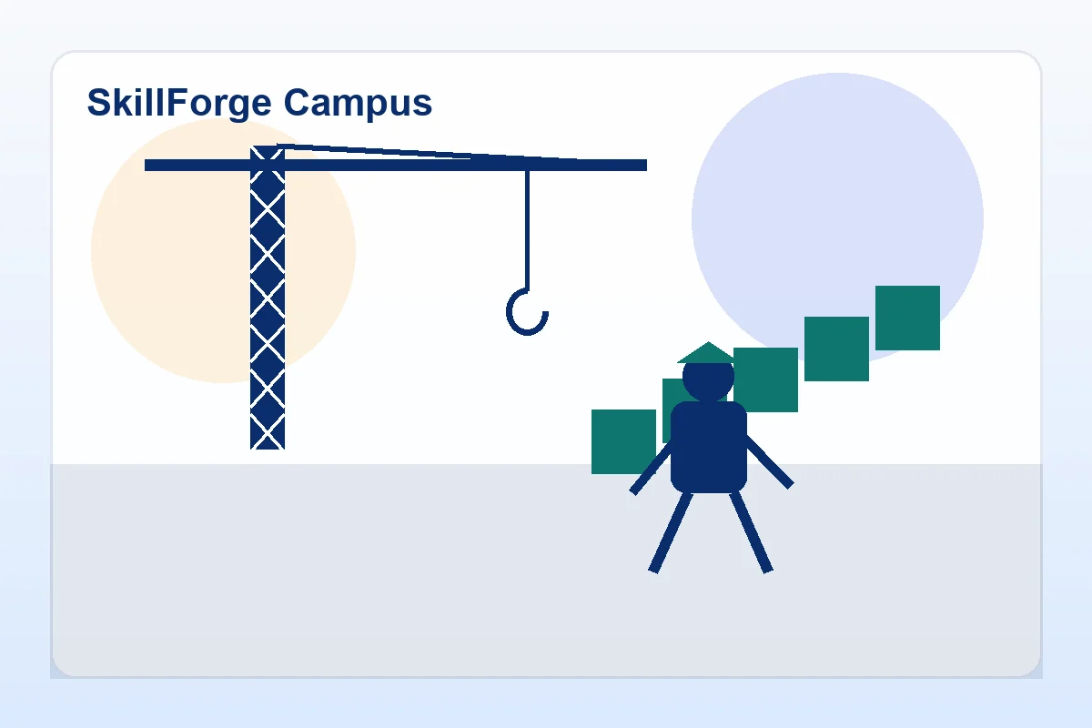 SkillForge Academy practical training campus illustration