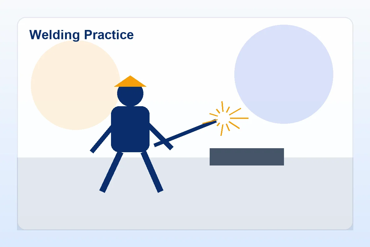 Instructor-guided welding practice with PPE and inspection routines.
